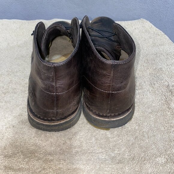 UGG Men’s Brown Leather Chukka Ankle Boots Lace-Up Desert Boots (Size 10) main image 7